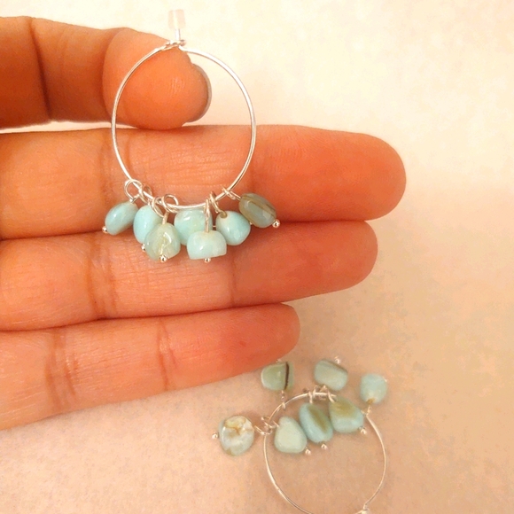 Light blue stone earrings, brand new!